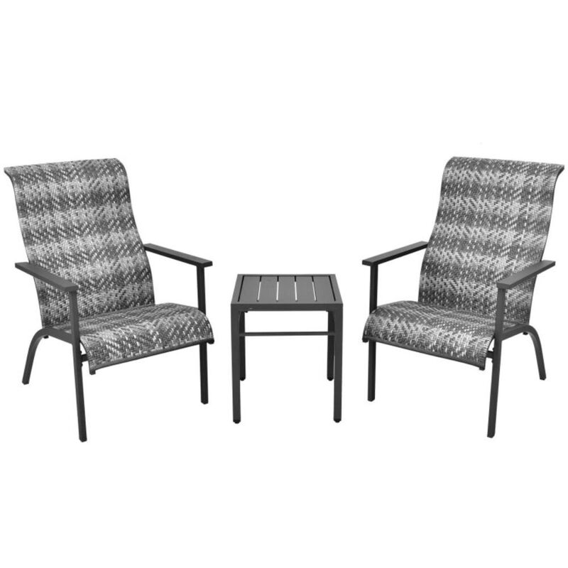 Hivvago 3 Pieces Patio Rattan Bistro Set with High Backrest and Armrest