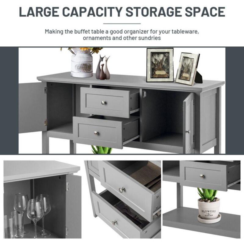 Hivvago Wooden Sideboard Buffet Console Table with Drawers and Storage