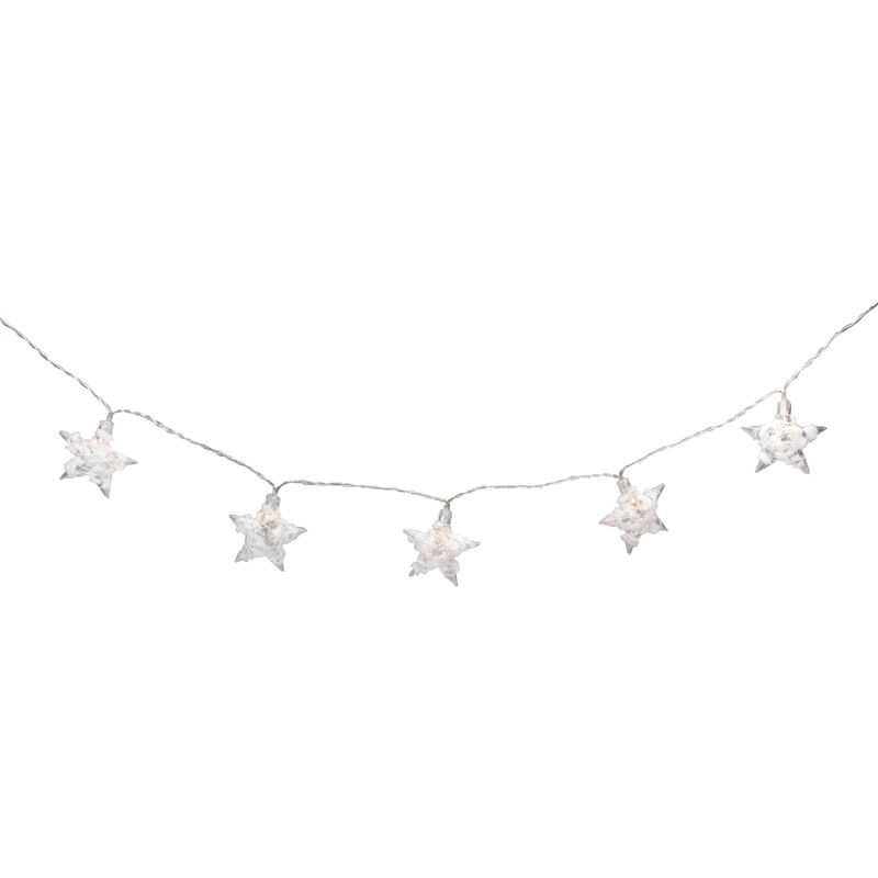 10 B/O LED Warm White Clear Star and Yarn Christmas Lights - 4.5 Ft  Clear Wire