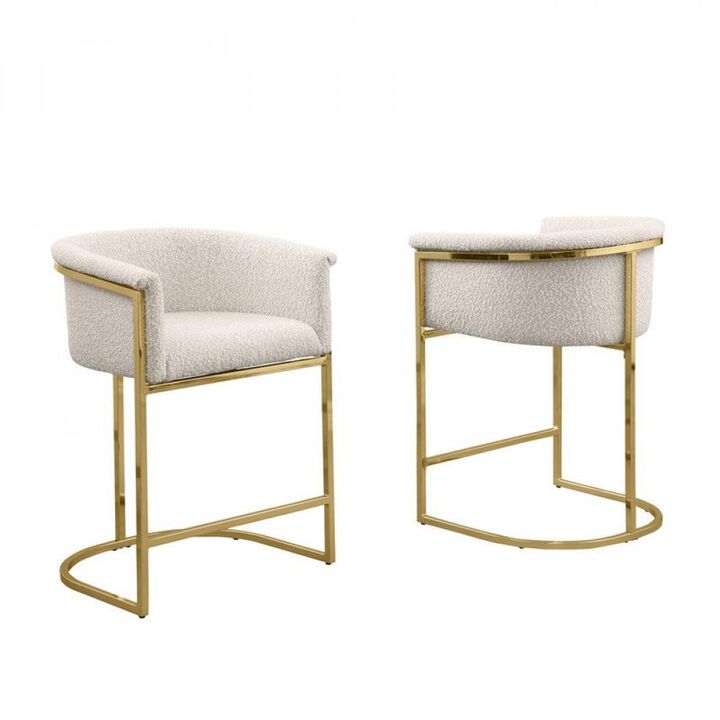 Best Quality teddy Boucle in cream counter height chair - Set of 2