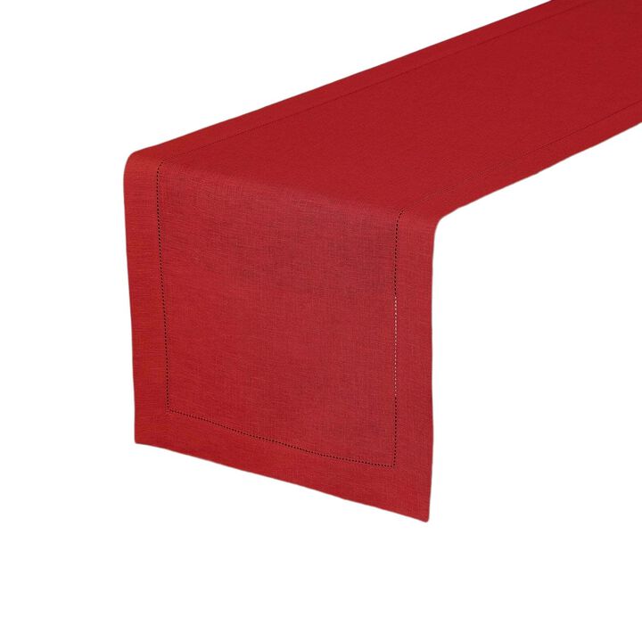 Solino Home 100% Pure Linen Table Runner | Classic Hemstitch for Thanksgiving, Christmas
