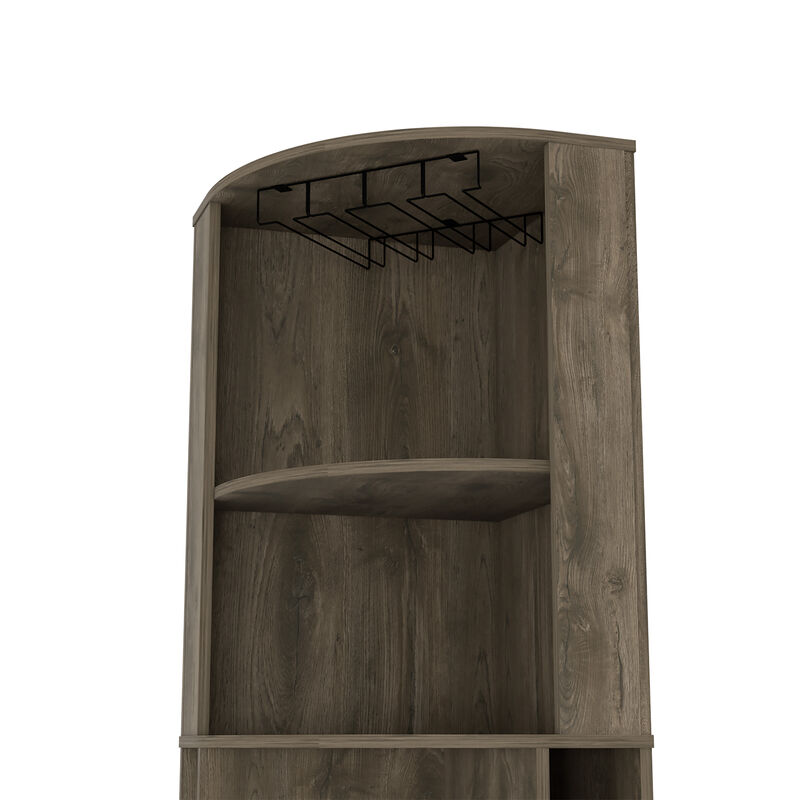 DEPOT E-SHOP Egina Bar Cabinet Two Drawers, Eight Bottle Cubbies, Two Large Open Shelves, Dark Brown