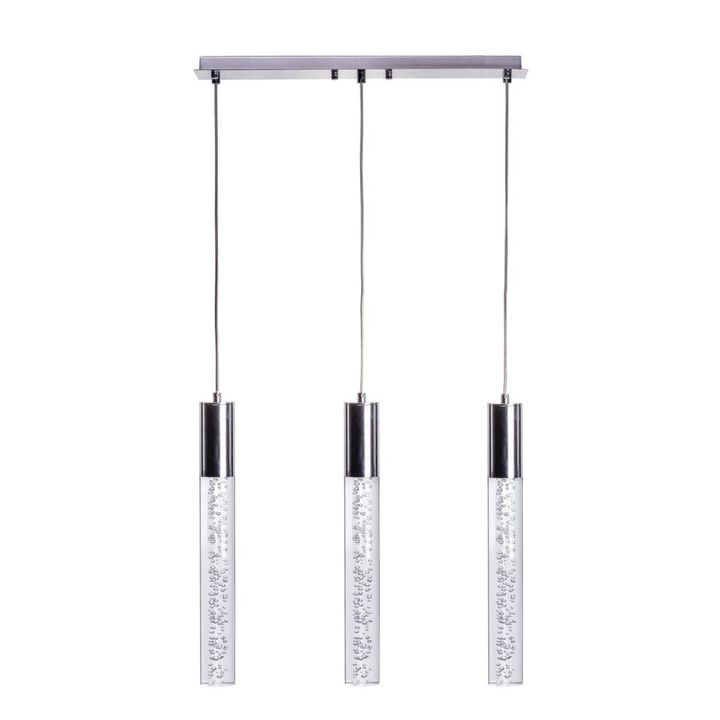 Sparkling Night Chandelier Chrome Metal and Acrylic 3 LED Light Dimmable