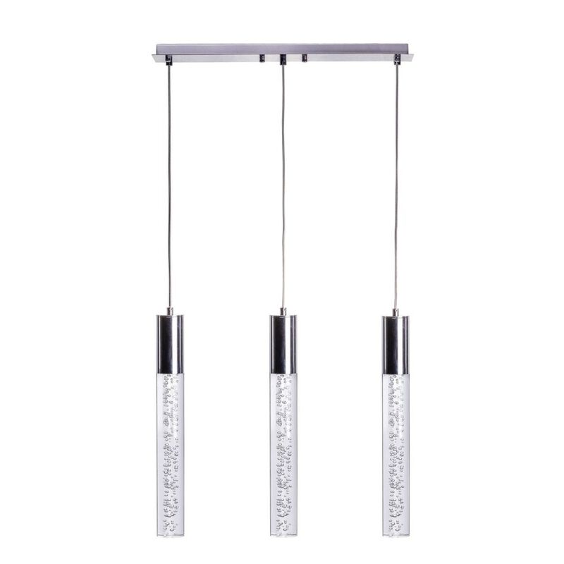 Sparkling Night Chandelier Chrome Metal and Acrylic 3 LED Light Dimmable