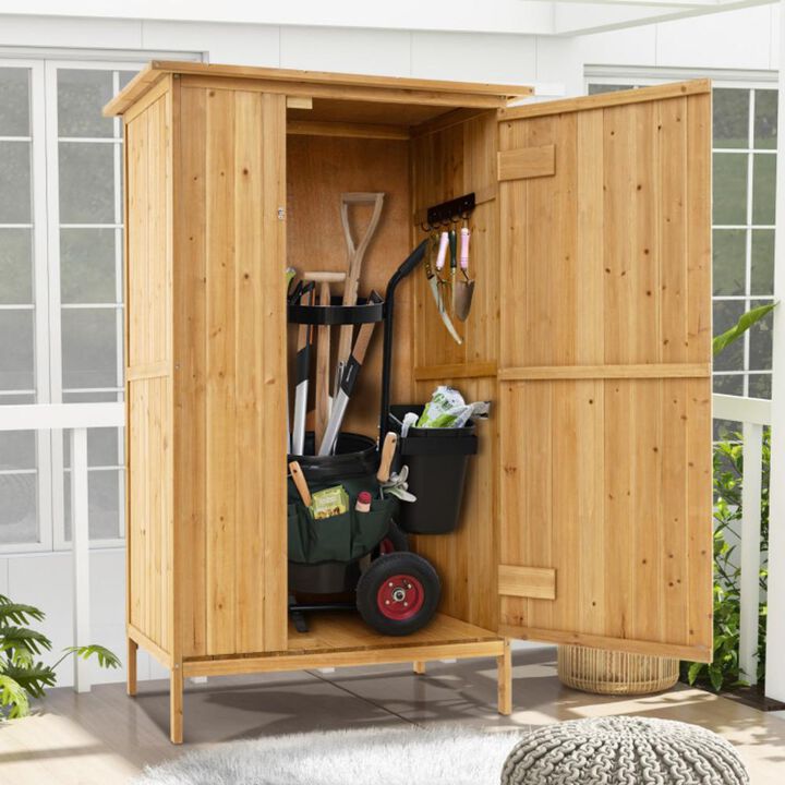 Hivvago 5 × 3 Feet Outdoor Storage Cabinet with Asphalt Roof and 3 Shelves
