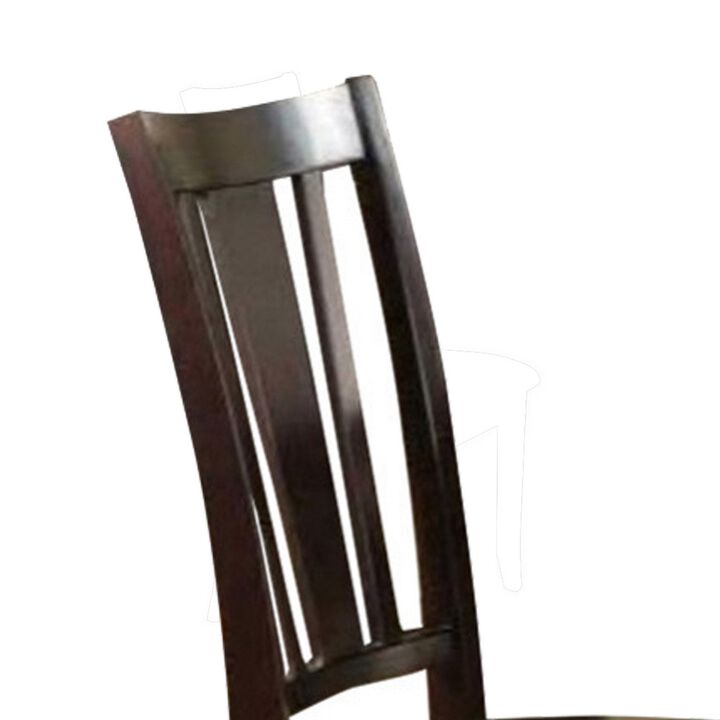 Contemporary Rubber Wood Dining Chair With Upholstered Seat, Set Of 2,Brown-Benzara