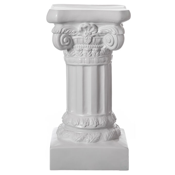 Decorative Fiberglass White Plinth Roman Style Column Ionic Piller Pedestal Vase Stand for Wedding or Party, Living Room, or Dining Room Decor - Photography Props - Sculpture Display - Greek-inspired Luxury Decor Piece with Ornate Accents, 27 Inch