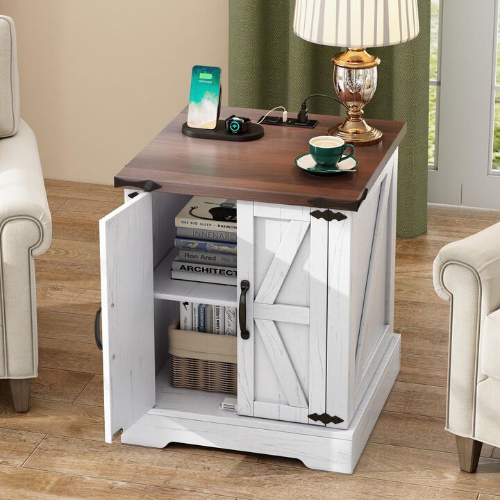 Merax Versatile Side Table End Table with Charging Statio
