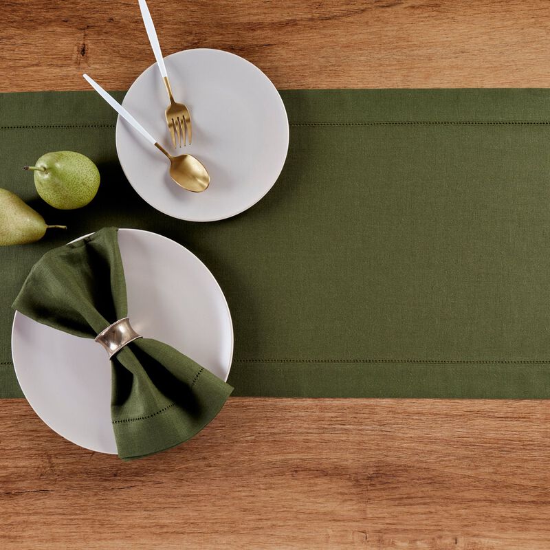 Solino Home 100% Pure Linen Table Runner | Classic Hemstitch for Thanksgiving, Christmas