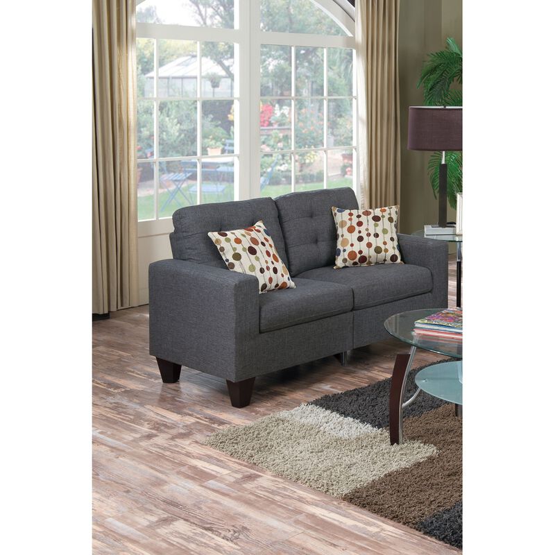 Living Room Furniture 2 Piece Sofa Set Polyfiber Tufted Sofa Loveseat With Pillows