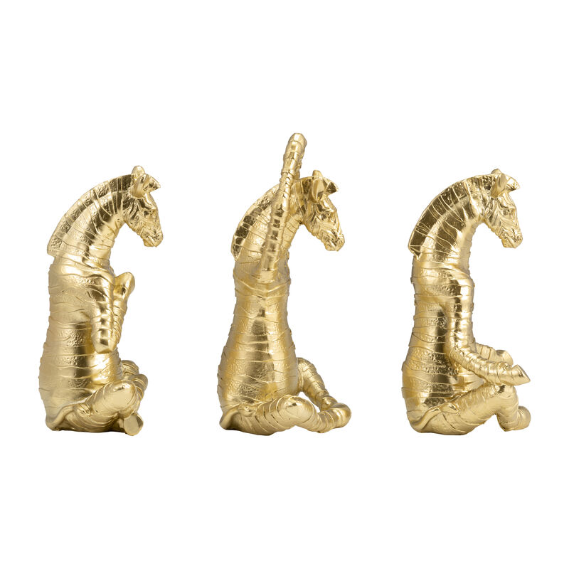 8" No Evil Zebras, Gold Set