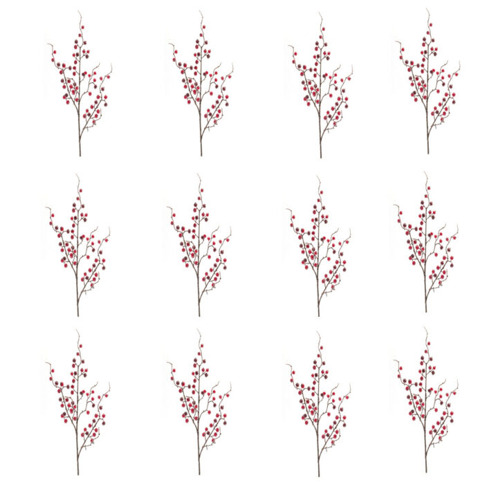12-Piece Iced Berry Twig Spray Set for Holiday Wreaths and Arrangements