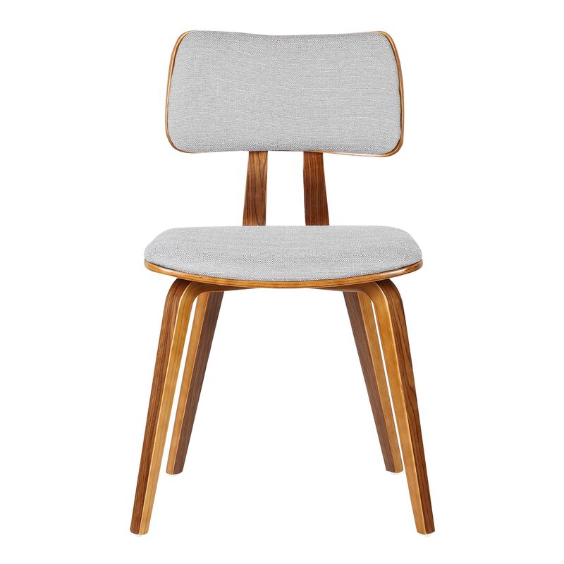 Fabric Upholstered Split Curved Back Wooden Dining Chair, Brown and Gray-Benzara