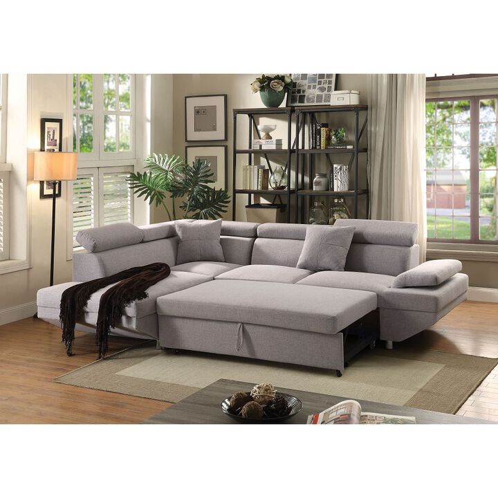 Sectional Sofa with Sleeper in Gray Fabric - Comfortable and Stylish Furniture