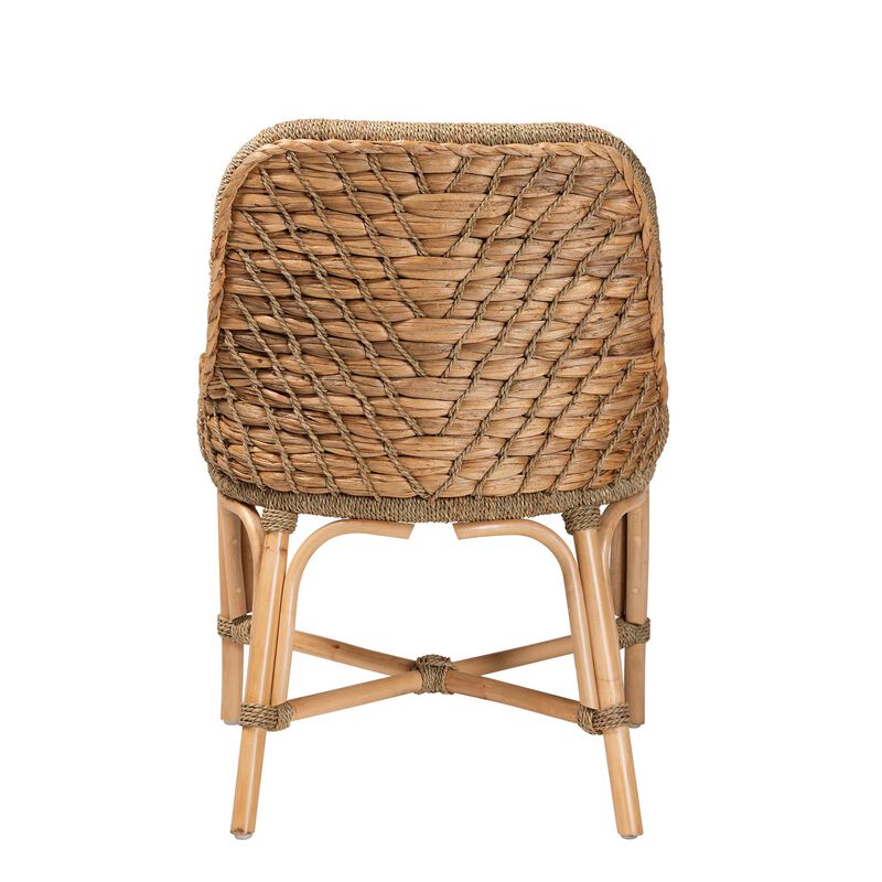 Baxton Studio Kyle Modern Bohemian Natural Woven Rattan Dining Side Chair With Cushion