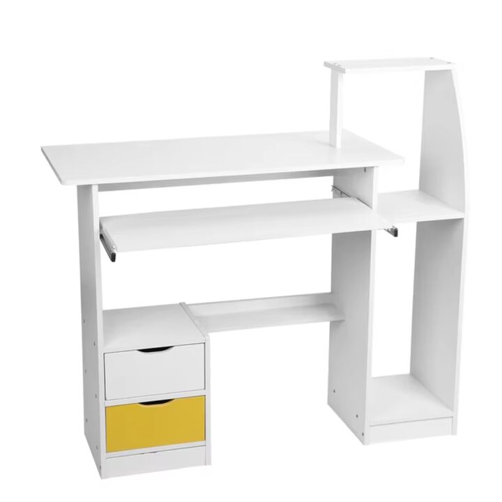Room Desk Study White Multipurpose Home Office Computer Writing Desk Furniture Table Desks Reading Gaming Desktop Bedroom Wood