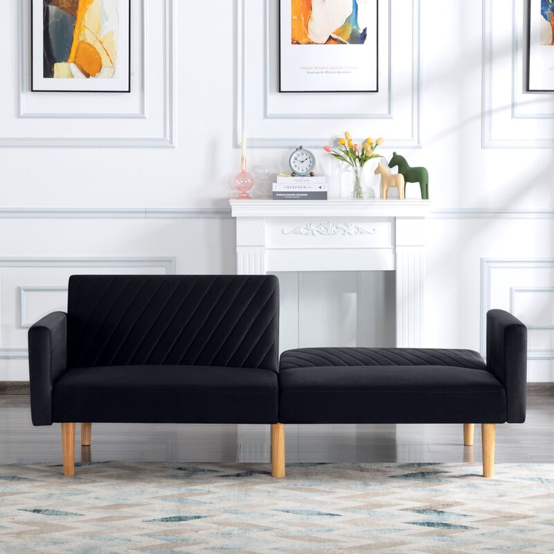 77.2 in. Velvet Twin Size Sofa Bed