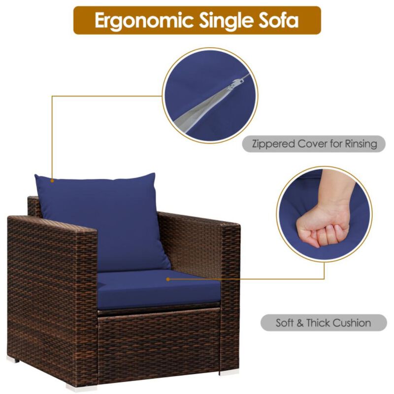 Hivvago 3 Pieces Patio Conversation Rattan Furniture Set with Cushion