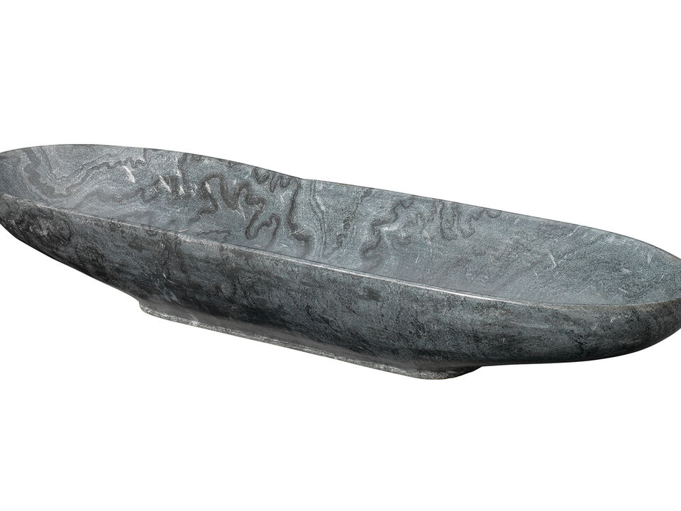 Long Oval Grey Marble Bowl