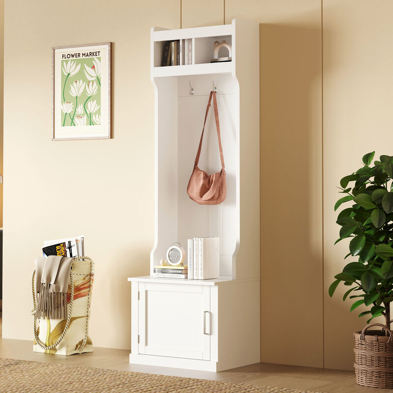 Merax Minimalist Slim Hall Tree with Cabinet
