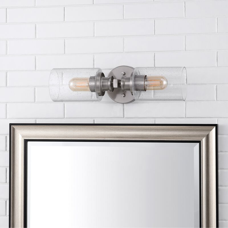 Jules Edison Cylinder Iron/Seeded Glass Farmhouse Contemporary LED Wall Sconce