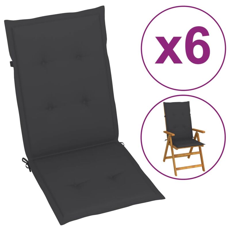vidaXL Garden Chair Cushions 6 pcs Anthracite 47.2"x19.7"x1.6"