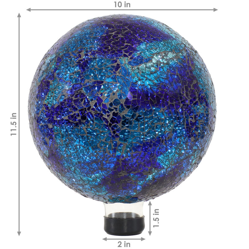 Sunnydaze Deep Ocean Swirl Crackled Glass Gazing Globe - 10 in