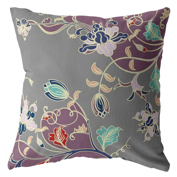 Hivvago 18" Purple Gray Garden Zippered Suede Throw Pillow