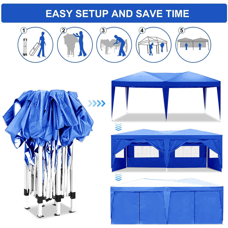Pop Up Canopy Outdoor Portable Party Folding Tent with 6 Removable Sidewalls and Carry Bag