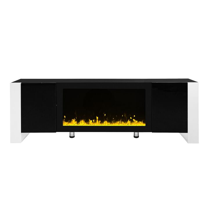 Merax Modern TV Stand with Non-heating Electric Fireplace