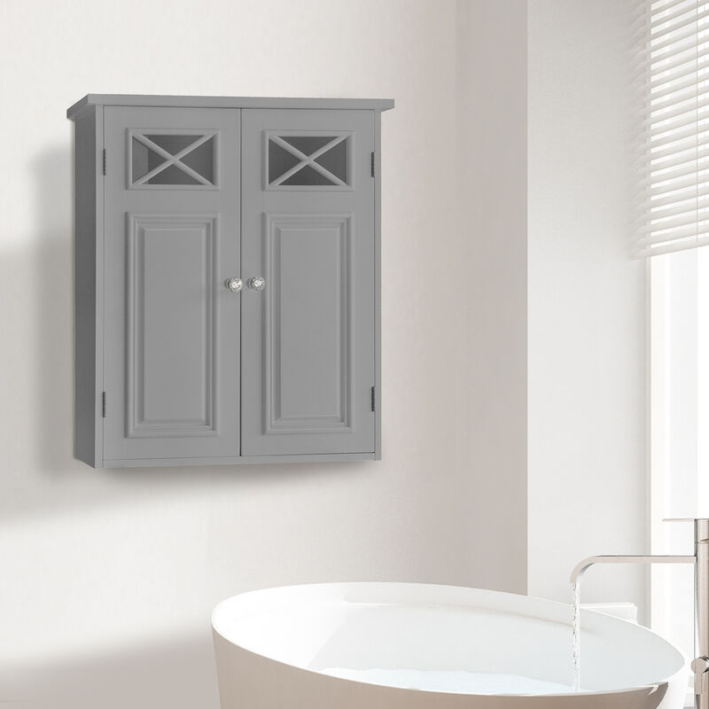 Teamson Home Dawson Contemporary Removable Wooden Wall Cabinet- Gray
