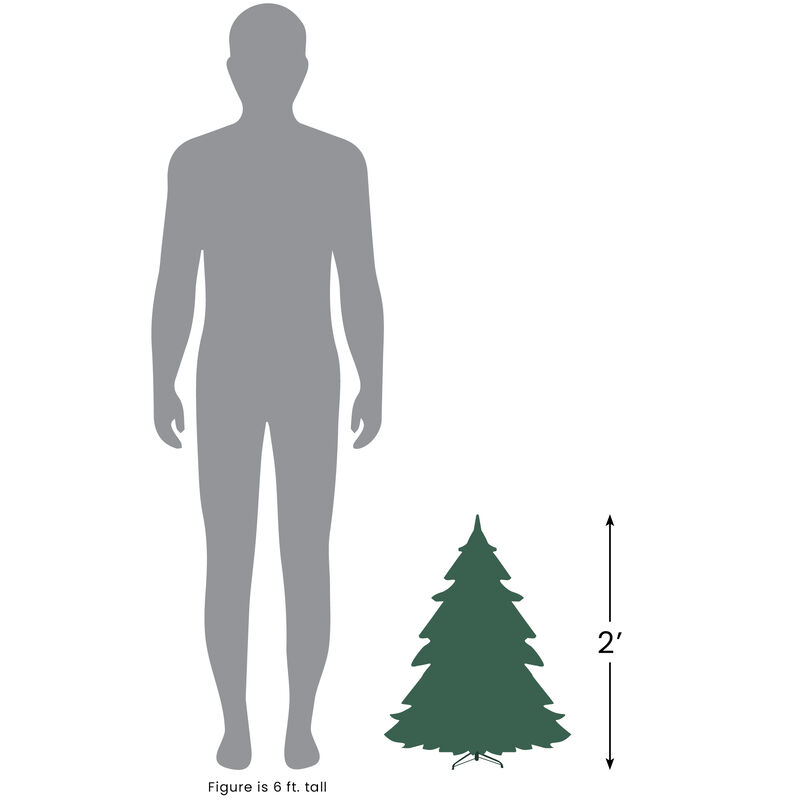 2' Pre-Lit Small White Pine Artificial Christmas Tree  Green Lights