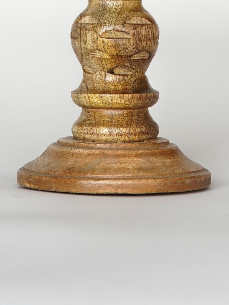 BBH Homes Traditional Medium Burnt Eco-friendly Handmade Mango Wood Set Of One 6" Pillar Candle Holder