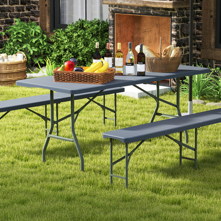 Portable Folding Table 350 LBS Fold-in-Half Table with HDPE Tabletop