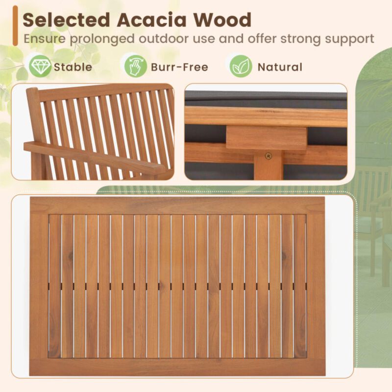 Hivvago 4 Piece Patio Wood Furniture Set Acacia Wood Sofa Set with Loveseat