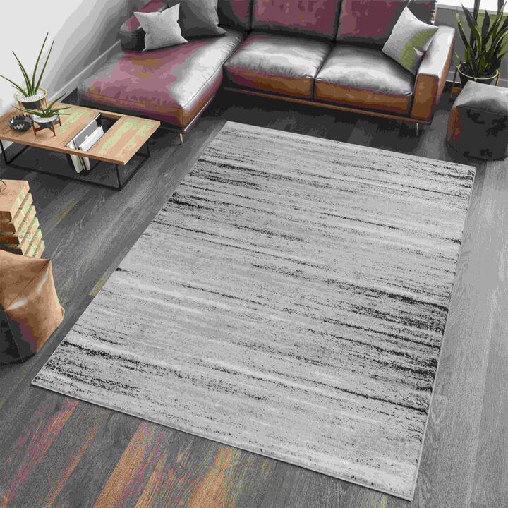 Sakarya Modern Contemporary Grey Black Indoor Area Rug