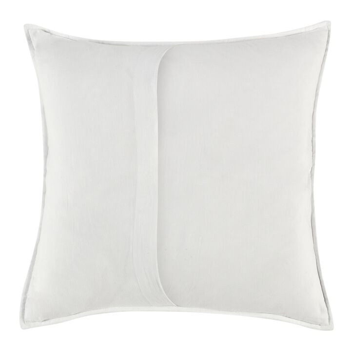 Rawi Square Euro Pillow Sham, 26 Inch Channel White Cotton Ramie - Benzara