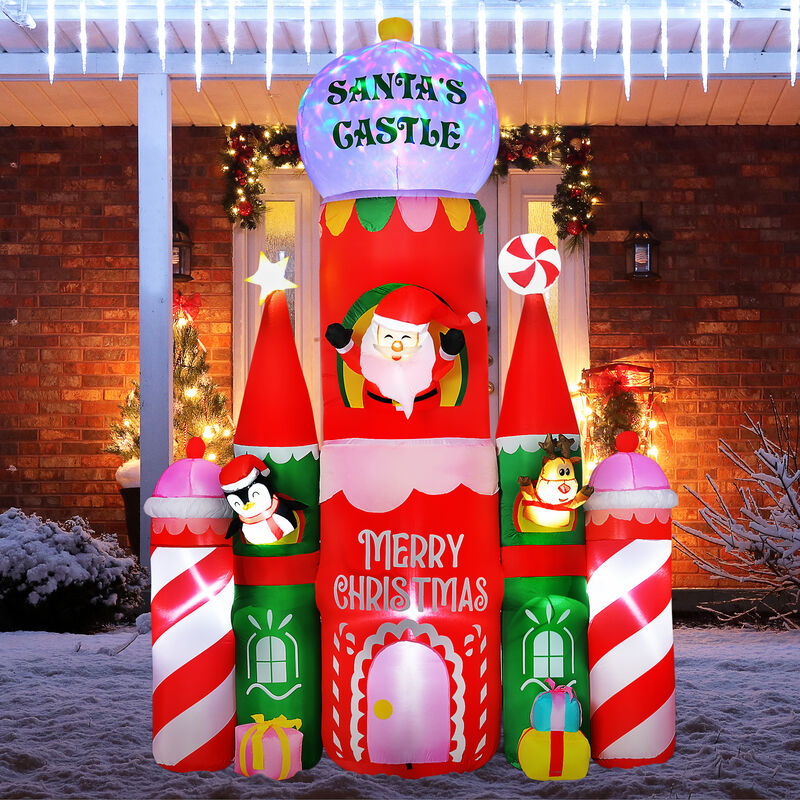 Giant 10ft Christmas Inflatables Decorations Candy Castle Santa Claus w/ Light