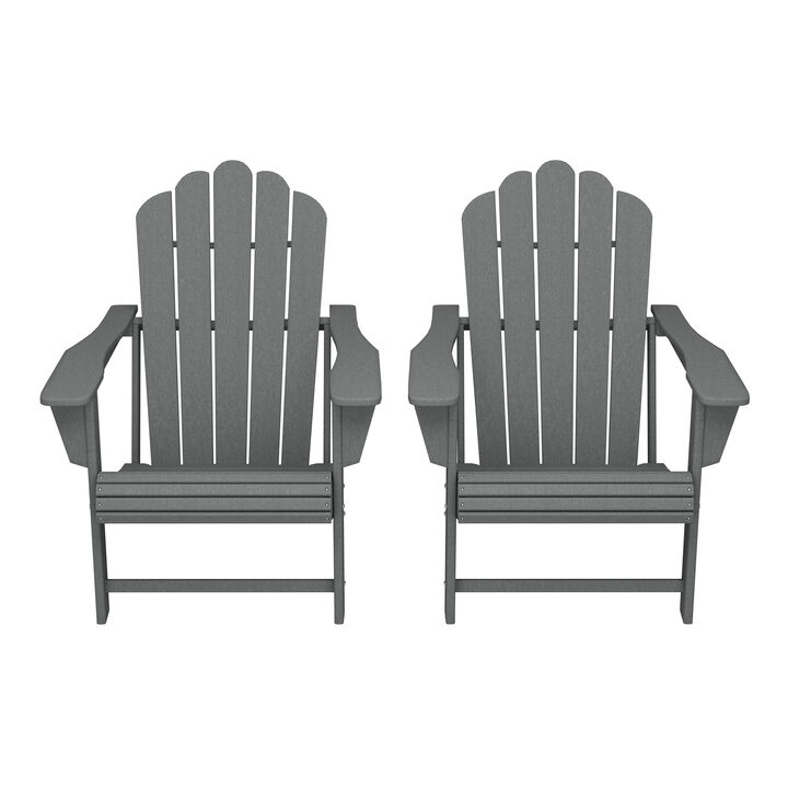 WestinTrends Outdoor Patio HDPE Adirondack Chairs With Cup Holders (Set of 2)