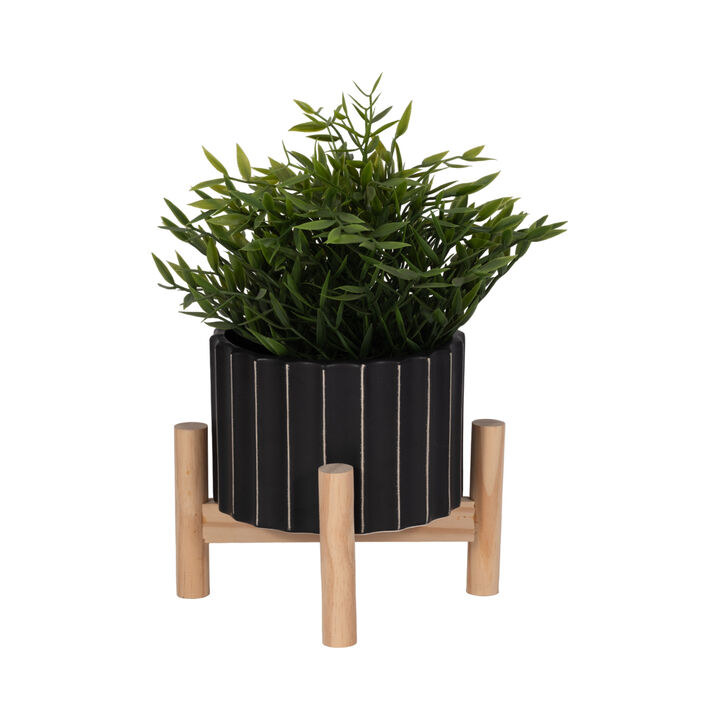 6" Cer Fluted Planter W/Stand
