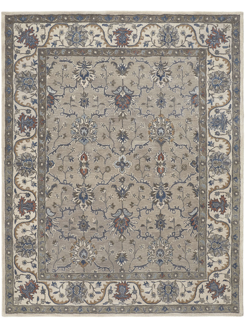 Rylan 8640F Taupe/Ivory/Blue 5' x 8' Rug