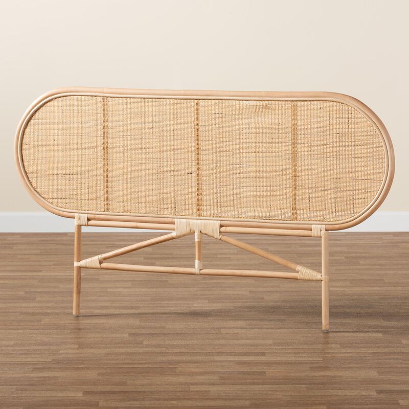 Bali & Pari Reegan Modern Bohemian Natural Rattan Queen Size Standalone Headboard