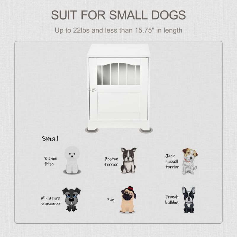 White Puppy Haven: Furniture-Style Dog Kennel End Table