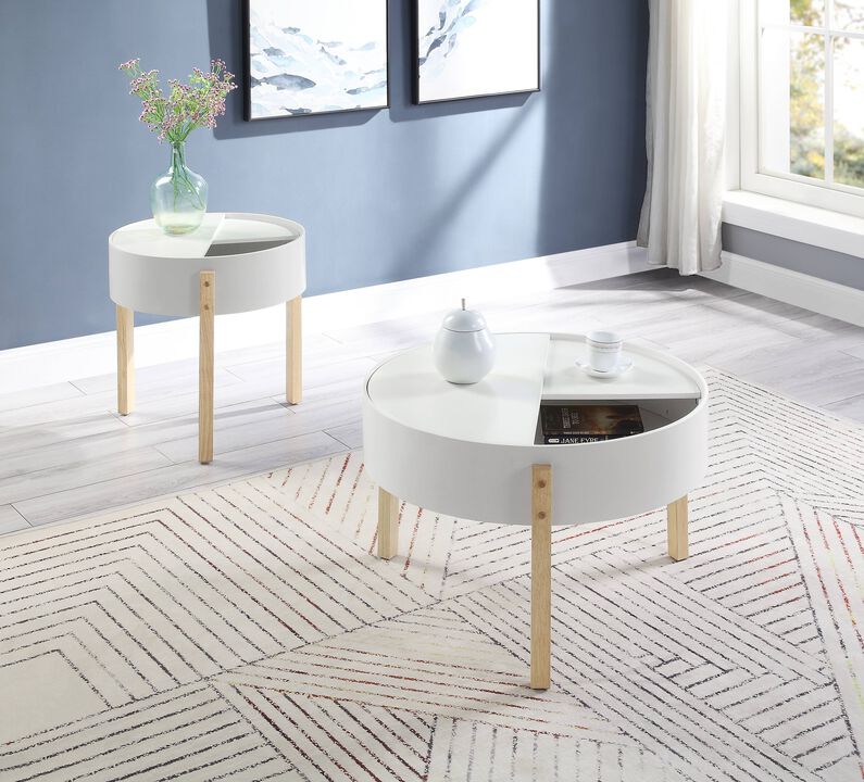 ACME Bodfish End Table, White & Natural