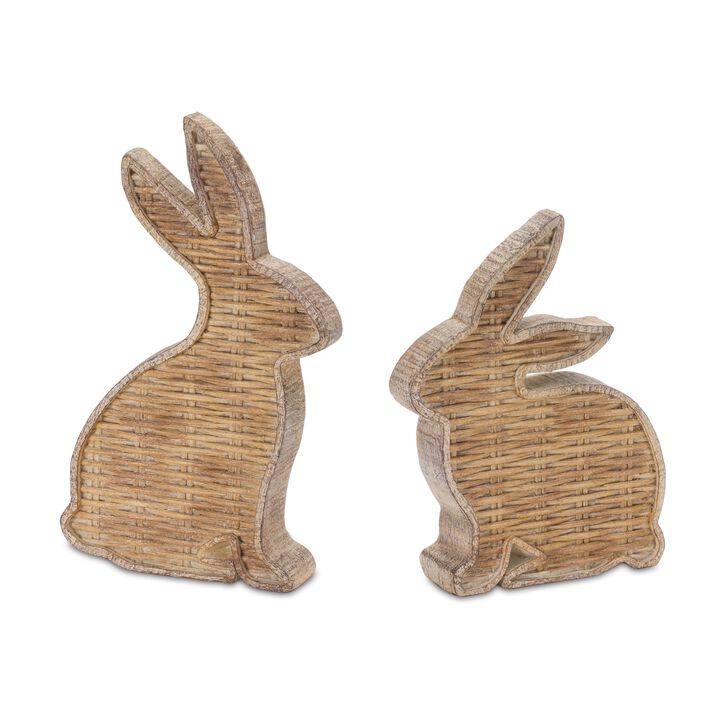 Wicker Rabbit Decor for Spring Décor, Easter Decorations, and Rustic Home Accents (Set of 2)