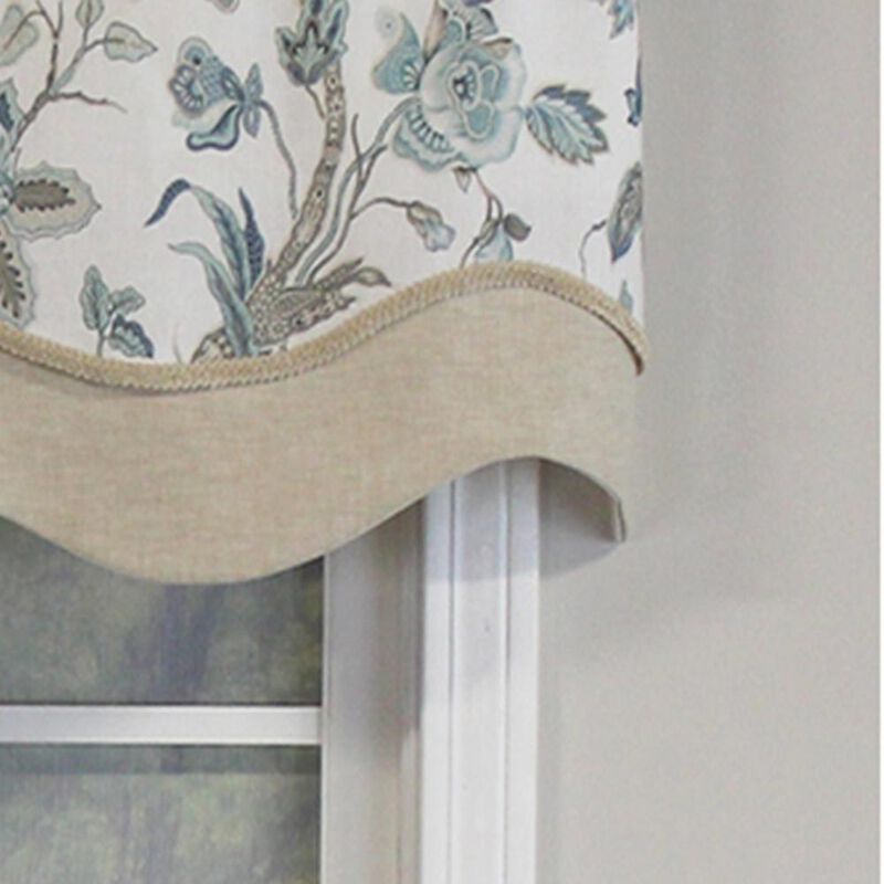 RLF Home Gianna Glory Valance Spa. 3" Rod Pocket, Layered, Trimmed. 50"W X 16"L