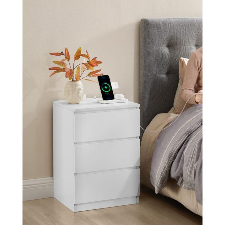 Nightstand with Charging Station for Convenient Bedside Charging and Storage