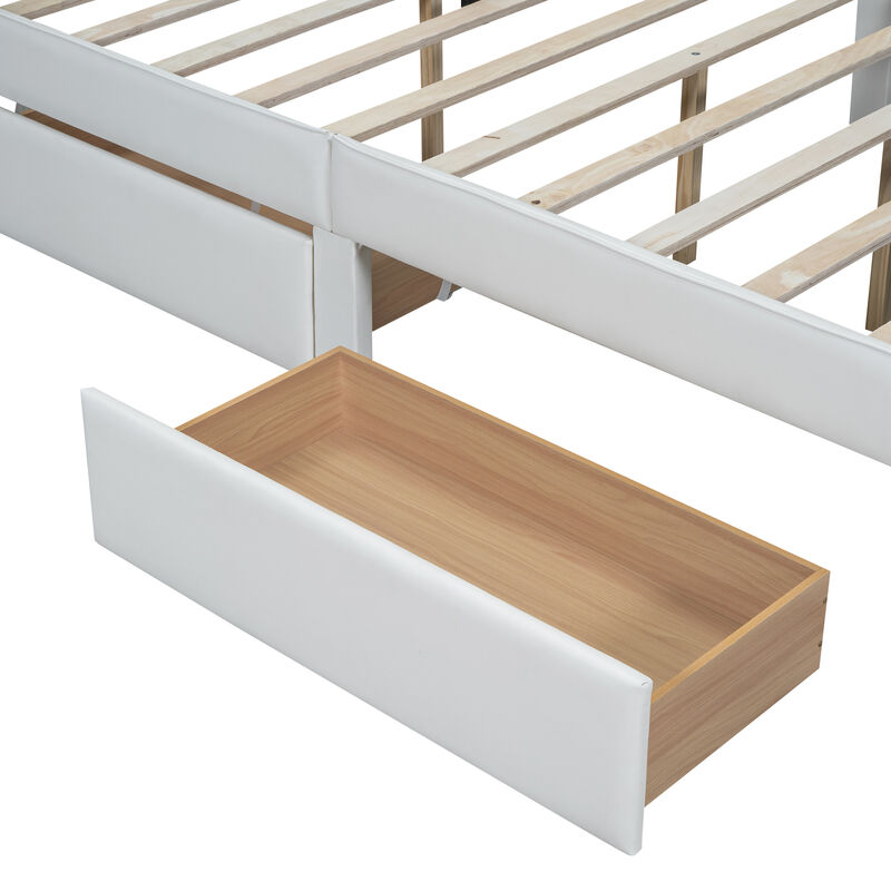Merax PU Upholstered Platform Bed with 2 Drawers