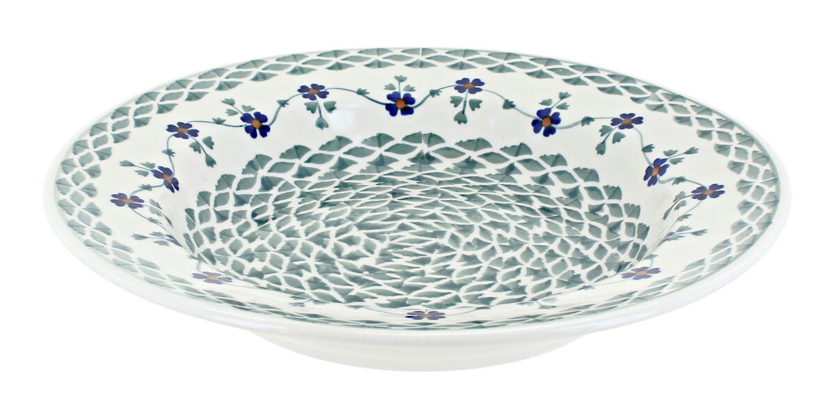 Blue Rose Polish Pottery Blue Violet Soup Plate