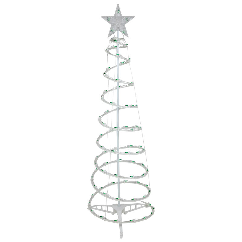4' Pre-Lit Spiral Outdoor Christmas Tree with Star Topper  Green Lights